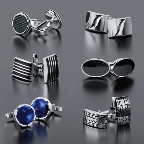 Miniatura 2 de UHIBROS Gemelos para hombres, camisa de esmoquin de acero inoxidable 316L, accesorios únicos de negocios, novio, boda, negro, plata, oro, joyería