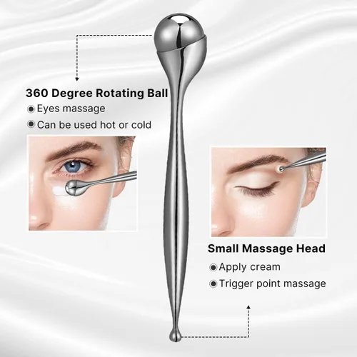 Miniatura 2 de Rodillo de ojos, masajeador facial con rodillo – Reduce la hinchazón, ojeras, terapia de enfriamiento para ojos cansados (con aplicador)