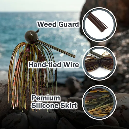 Miniatura 4 de Reaction Tackle Plantillas de fútbol de tungsteno para pesca de lubina, diseño de cebo sin malas hierbas, 97% de tungsteno puro, cabeza de plantilla
