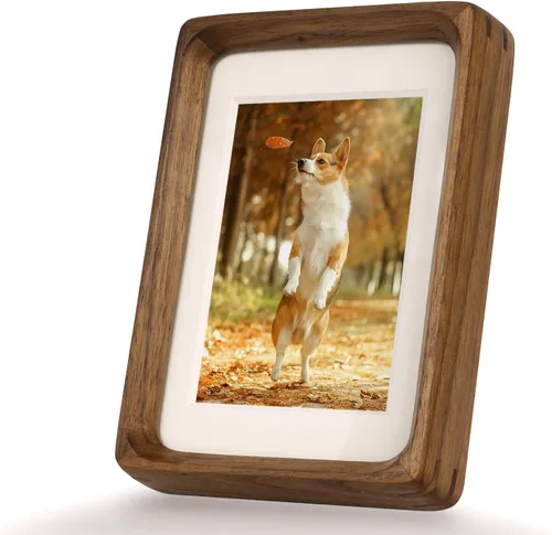 Miniatura 10 de Marcos de fotos de madera natural inspirados en el marco de fotos de mesa con paspartú blanco, pantalla vertical u horizontal