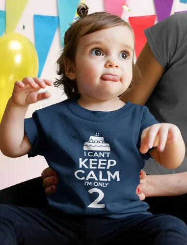 Miniatura 2 de Camiseta con texto en inglés "I Can't Keep Calm I'm Only 2" 2nd Birthday Shirt Girl Boy Gifts Two Year Old Kids