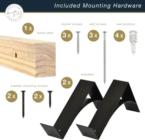 Miniatura 6 de Master & Co. Moderno mantel flotante con soportes de metal negro, estantes flotantes largos para decoración de pared, 48 pulgadas, madera de nogal