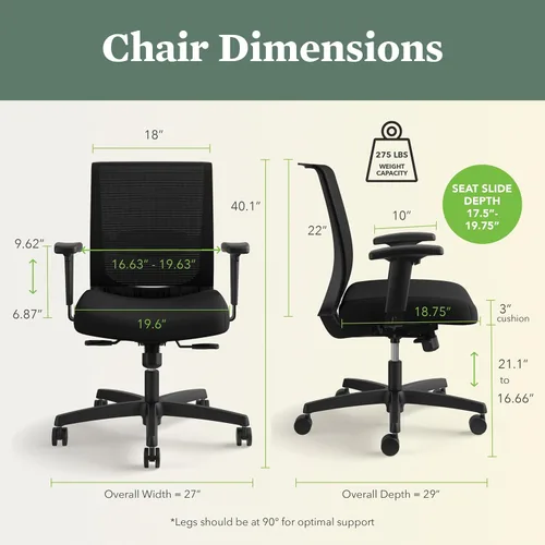 Miniatura 2 de HON Convergence - Silla de oficina ergonómica, malla de soporte de espalda transpirable, brazos ajustables, silla de computadora con soporte lumbar