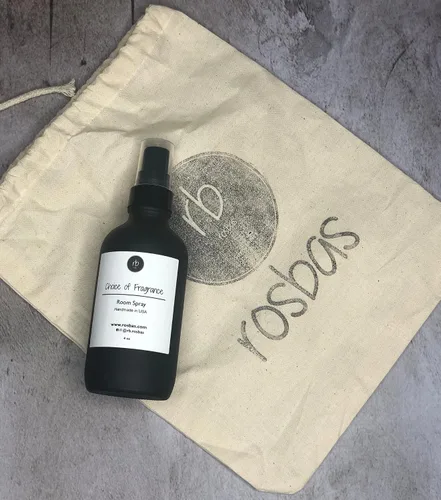 Miniatura 3 de rosbas Spray de menta y eucalipto en bolsa de algodón con cordón, botella de vidrio negro, hecho a mano en Estados Unidos, niebla de fragancia
