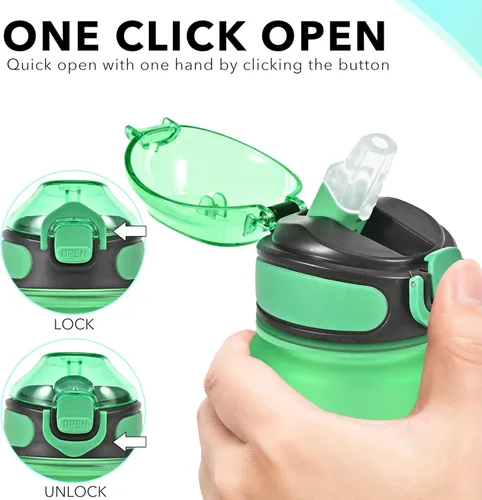 Miniatura 5 de Enerbone Botella de agua de 32 onzas con horas para beber y popote, motivacional con correa para llevar, a prueba de fugas, sin BPA ni tóxicos