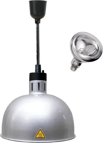 Lámpara colgante de calor para alimentos, calentador infrarrojo, luz de calefacción para freír 250 W con cable retráctil (colgante, diámetro 11.4 in