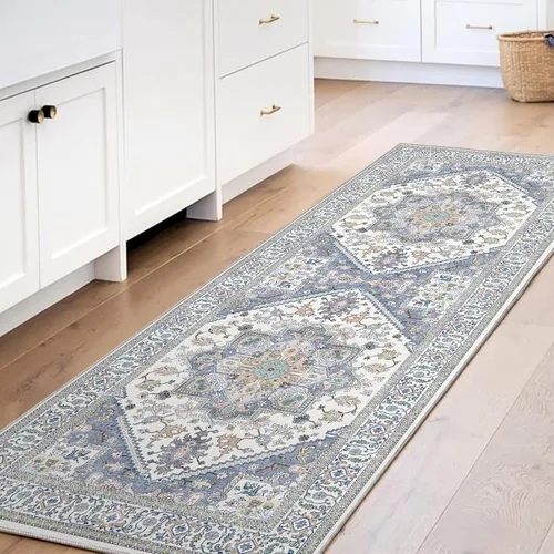 Miniatura 73 de OPPODREAM Alfombras suaves, pequeñas y lavables con parte trasera antideslizante, alfombra de cachemira sintética de pelo bajo, 2 x 3 pies, azul