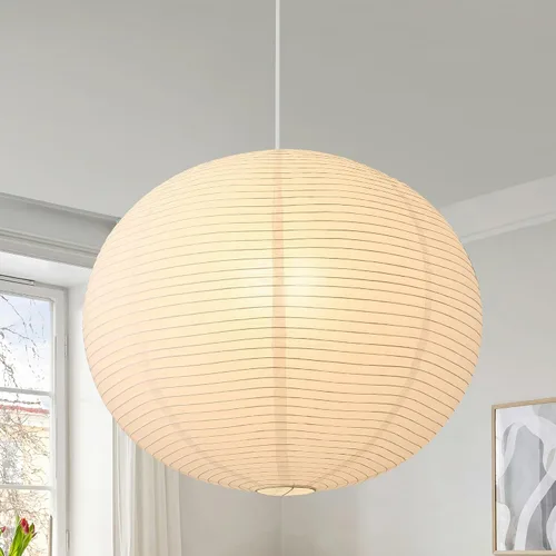 Miniatura 9 de Kit de luz colgante de papel de arroz grande, luces de linterna de papel de globo blanco de 20 pulgadas, base E26, lámpara de linterna colgante