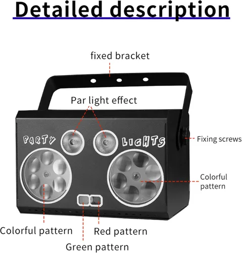 Miniatura 3 de Luces de discoteca todo en uno, luces de escenario de fiesta, DMX512, activadas por sonido, luces estroboscópicas de DJ para karaoke, Navidad
