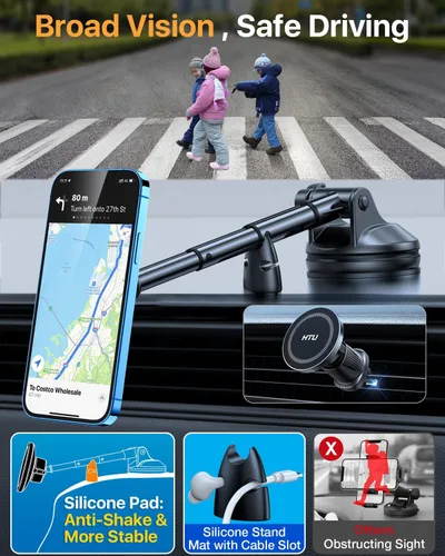 Miniatura 5 de HTU Soporte de automóvil Magsafe actualizado 2026 [80 libras de succión más fuerte y grado militar] Potente soporte magnético para teléfono celular