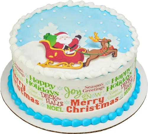 Miniatura 6 de DecoPac Decoración de pastel de Papá Noel en trineo, adorno para pastel de Navidad, Layon festivo con Papá Noel y renos, paquete de 24