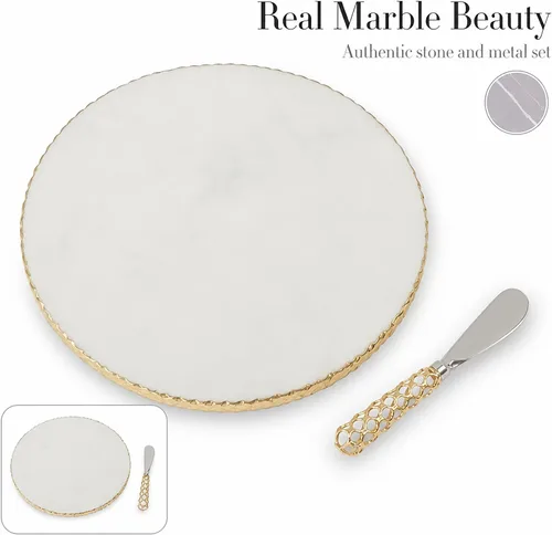 Miniatura 7 de Mud Pie 4755024 Juego de tabla de servir con borde dorado, tamaño único, color blanco