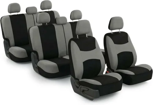 Miniatura 32 de Juego de funda para asiento bolsas de aire de tela negra ligera y fresca FH Group FH-FB030115-SEAT lista para separar; se ajusta a la mayoría de Rosa
