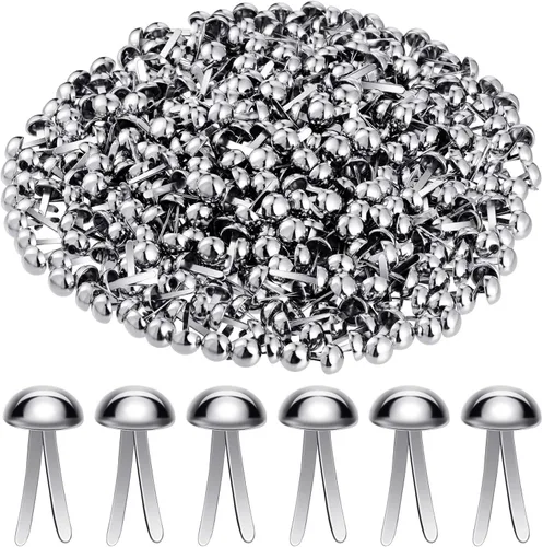 Miniatura 12 de Hotop 500 piezas de chinches de metal para manualidades de papel, sujetadores redondos de latón para arte, manualidades, proyectos escolares