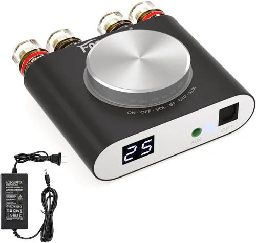 Miniatura 9 de Facmogu M6 200W Mini amplificador de potencia Bluetooth 5.0, amplificador de audio HiFi estéreo mini de 100Wx2 de doble canal con entrada Negro