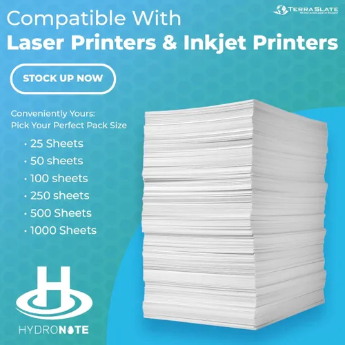 Miniatura 2 de TerraSlate Papel impermeable Hydronote - Papel de copia multiusos de 54 libras de 8.5 x 11 pulgadas, papel blanco a granel, impresora de inyección