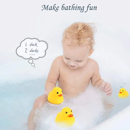 Miniatura 7 de 50 juguetes de pato de goma súper pequeños para el baño de niños y niñas, patos de goma chirriantes y flotadores a granel, decoraciones de pato