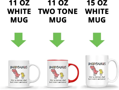 Miniatura 6 de GOSSBY Taza personalizada (1 dinosaurio bebé) ... Like a normal dad but more awesome - Taza personalizada para padres, dinosaurio para papá y bebé