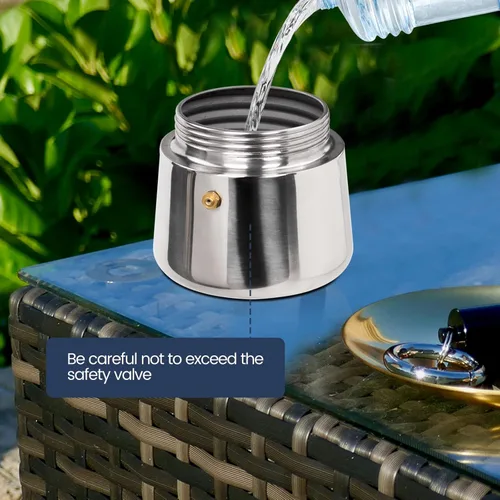 Miniatura 8 de 2 Tazas Moka de Acero Inoxidable 100ml Cafetera de Espresso Italiana para Estufa Cafeteras Moka Percolador Cafetera Greca para Estufa de Inducción