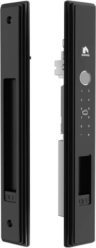 WINFREE Cerradura inteligente para puertas correderas y ventanas | Entrada 5 en 1: huella digital, contraseña, tarjeta, llave, aplicación | Batería