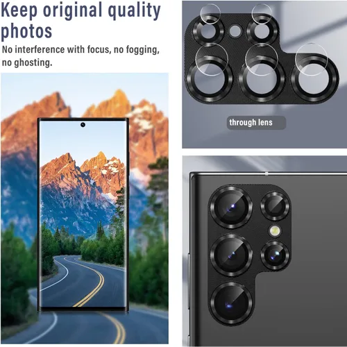 Miniatura 4 de Korecase Diseñado para Samsung Galaxy S23 Ultra Protector de lente de cámara Película de lente de vidrio templado, cubierta de cámara de metal