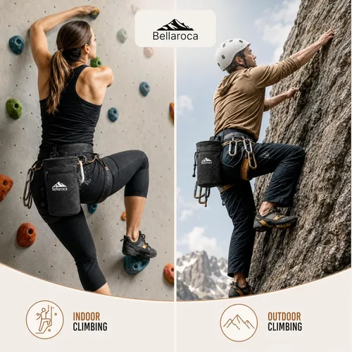 Miniatura 6 de BELLAROCA® Chalk Bag and Bouldering Brush for Rock Climbing – Waterproof Climbing Set with Ergonomic Design, Adjustable Belt and Carabiner