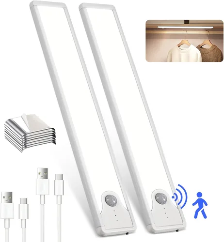 Miniatura 9 de Luces para debajo del gabinete de 8 pulgadas, 41 LED recargables con sensor de movimiento magnético, luz para interiores, brillo regulable de 6000