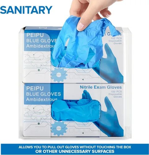Miniatura 4 de Stock Your Home Dispensador doble de guantes acrílicos, estante para caja de pañuelos, soporte de pared para guantes, para cocina, armario
