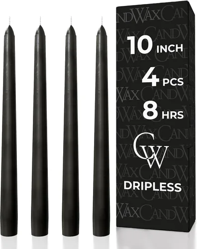 Miniatura 73 de CANDWAX Paquete de 4 velas cónicas blancas, sin goteo, de combustión lenta, sin perfume, de 12 pulgadas, ideales para mesa de comedor, candelabros