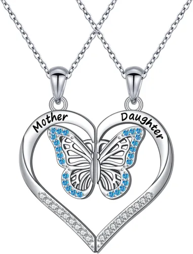 DAOCHONG Regalos para el día de la madre, plata de ley S925, collar con colgante de corazón para madre, hija, nieta, familia, joyería de papá, mamá,