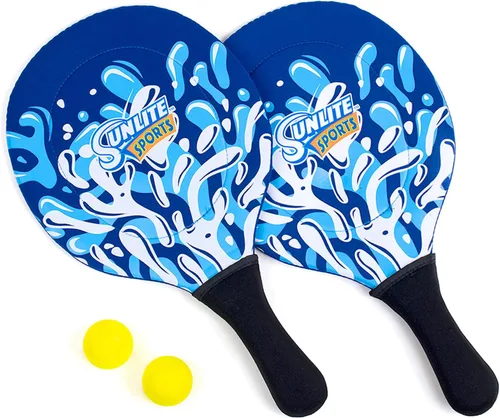 Sunlite Sports Juego de remo de playa, 2 paletas y 2 2 bolas, perfecto para diversión en el patio trasero o al aire libre o playa o césped, azul