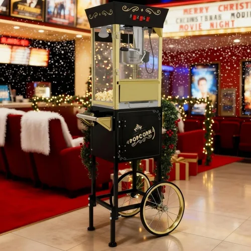 Miniatura 8 de Máquina de palomitas de maíz con carrito, palomitas de maíz con hervidor de 8 onzas que hace hasta 32 tazas, carrito profesional nostalgia