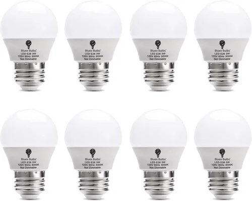 BlueX - Paquete de 8 bombillas LED G14 de 3 W 3000 K, color blanco cálido, equivalente a 25 W, base E26 de 120 V, bombillas pequeñas de noche para