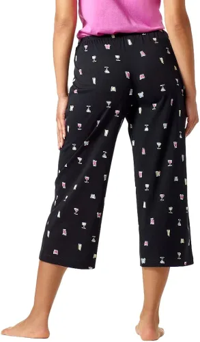 Miniatura 2 de HUE womens Basic Printed Knit Capri Pajama Sleep Pant, Made With Temperature Control Technology