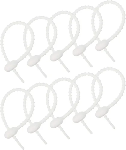 Miniatura 12 de MECCANIXITY Paquete de 15 bridas de silicona reutilizables de 8.5 pulgadas para el hogar, oficina, cocina, organizador de bolsas de alimentos, Rojo