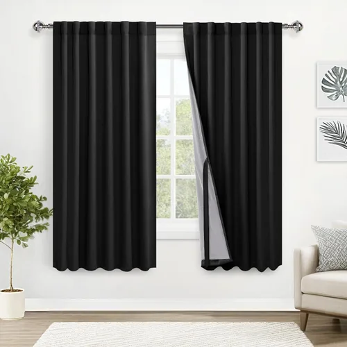 Miniatura 16 de XWZO Cortinas blancas 100% opacas con alzapaños, 2 capas gruesas completamente sombreadas con bolsillo para barra y pestaña trasera, cortinas