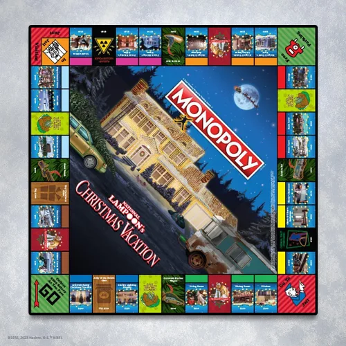 Miniatura 5 de Monopoly Vacaciones de Navidad de National Lampoons, con fichas temáticas de ardilla, taza de ponche de huevo, motosierra y más, 2-6 jugadores
