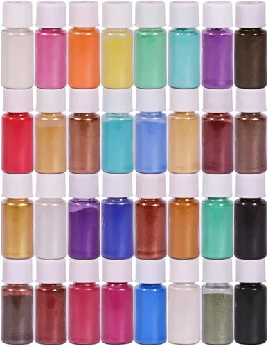 Miniatura 8 de SEISSO Polvo de mica – 24 colores, botellas de 0.35 oz (10 g) – Brillo de mica y pigmento para resina epoxi, brillo de labios, jabón, vela, bomba