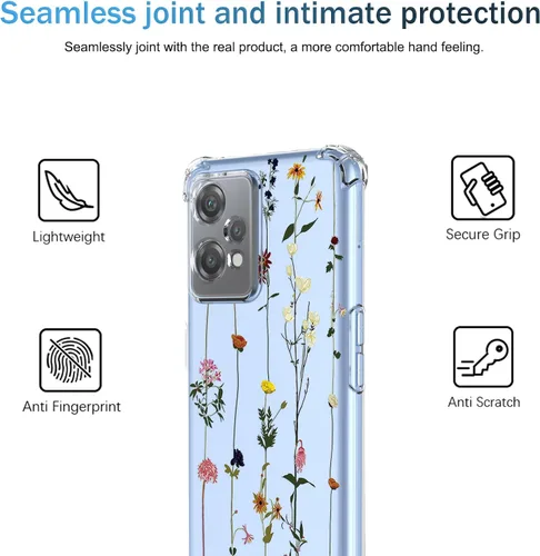 Miniatura 3 de Funda para OnePlus Nord CE 2 Lite 5G Clear Flower Phone Case Soft TPU a prueba de golpes, antiarañazos, funda protectora para 1+Nord CE2 Lite 5G