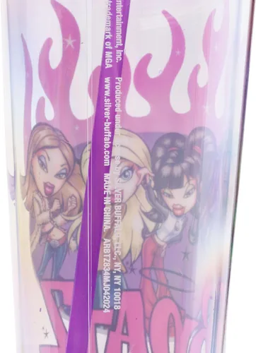 Miniatura 7 de Silver Buffalo Bratz Muñecas con Cloe, Yasmin, Jade y Sasha Llamas y Labios Completos Vaso Frío de Plástico con Tapa y Adorno de Pajita, 24 Onzas