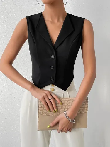 Miniatura 4 de Floerns Chaleco corto sin mangas con cuello en V para mujer