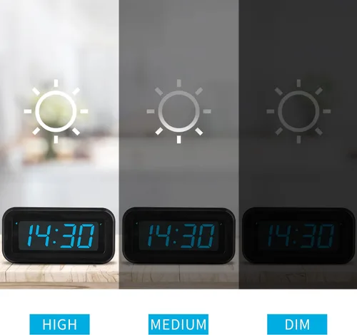 Miniatura 3 de KWANWA Reloj Despertador, Reloj Digital, Pantalla Constantemente de Dígitos LED Azules de 1.2'', Funciona con Baterías, Repetición, Reloj de Pared