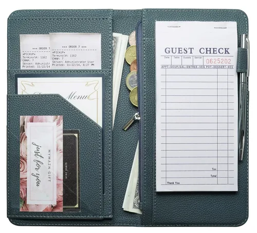 Miniatura 17 de Libreta para servidores con bolsillo con cremallera y cierre magnético, libreta de servidor, libro para camarera, libro de servicio con bolsillo