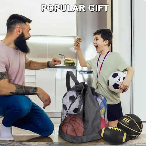 Miniatura 6 de Realspring Juego de 6 pelotas deportivas múltiples para niños y adolescentes, tamaño oficial, fútbol, voleibol, pelota de juegos infantiles, béisbol