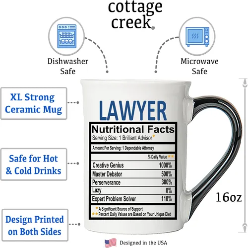 Miniatura 2 de Cottage Creek Taza de cerámica para abogado, taza de café de 16 onzas para mesa auxiliar, regalos para mamá, papá, marido, novio, regalos