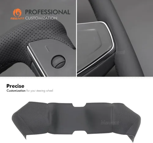 Miniatura 6 de MEWANT Funda para volante de automóvil de piel sintética cosida a mano para Tesla Yoke Model S Plaid 2021-2023/Model X 2021-2023, accesorios