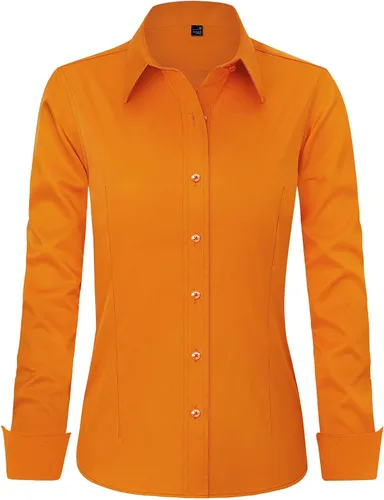 Miniatura 7 de J.VER - Camisas de vestir para mujer, diseño de manga larga, con botones, antiarrugas, blusa de trabajo unicolor