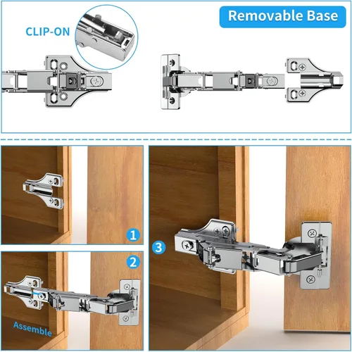 Miniatura 5 de Chibery Paquete de 2 bisagras de esquina Lazy Susan de 135°, base de bisagra tridimensional ajustable, ajuste 3D, superposición completa oculta