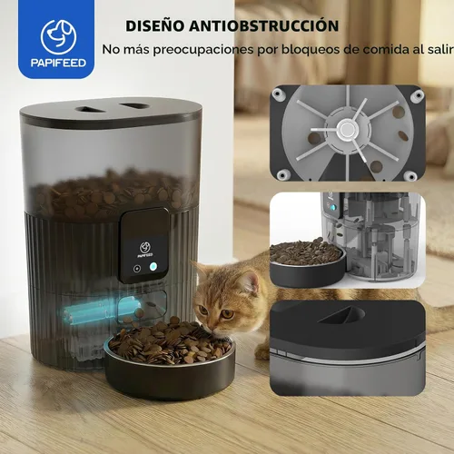 Miniatura 8 de PAPIFEED Comedero automático para gatos con aplicación, dispensador de comida para gatos WiFi de 2.4 G, alimentador lento de 3 litros para alimentos