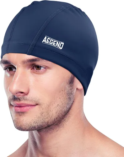 Miniatura 17 de Aegend Gorro de natación de tela, capa impermeable de silicona, gorra de natación de tela transpirable, mantiene el cabello seco con alta